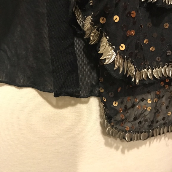 Ruffled Silk Marciano Tank w/ Sequin Detailing NWT - Picture 5 of 8