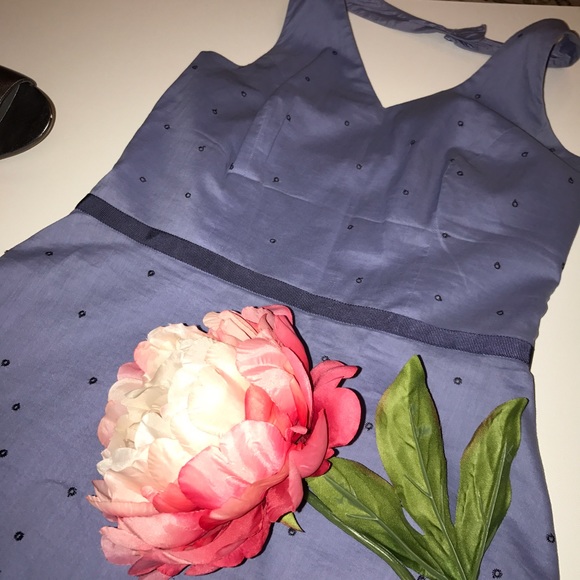 👗 Ann Taylor 💕 Purple Halter Dress. Cotton. Sz 0 - Picture 2 of 5