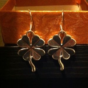 .925 Stamped Silver Clover Earrings