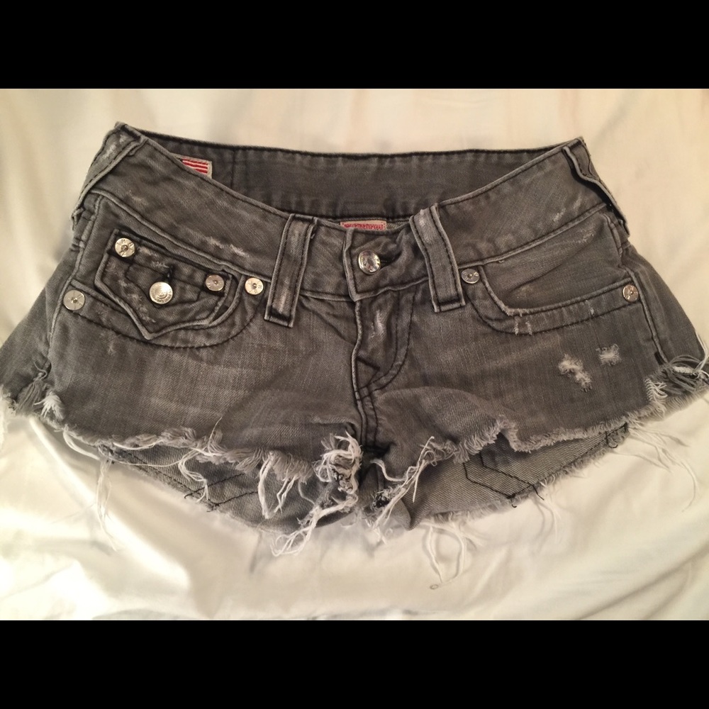 Grey True Religion Crystal Shorts