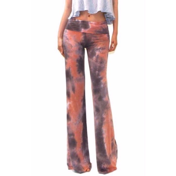 Coral Brown Tie Dye Pants - Picture 2 of 3