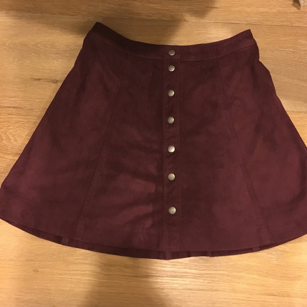 Burgundy suede skirt