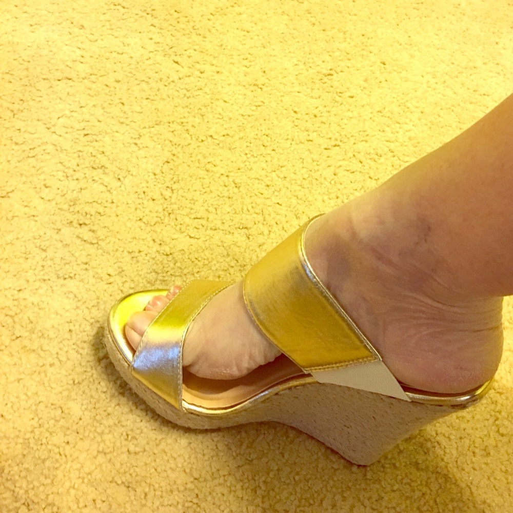 Gold Open toe wedges