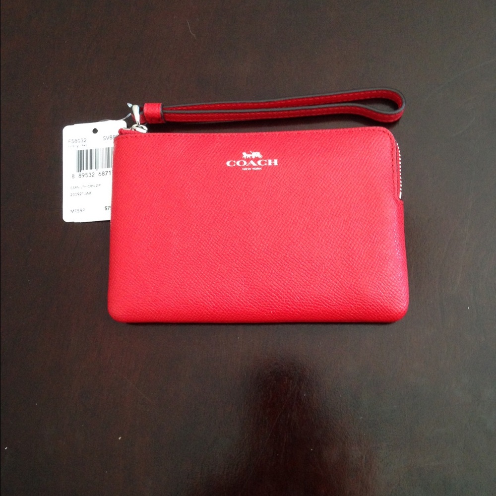 NWT Coach Red Leather Wristlet
