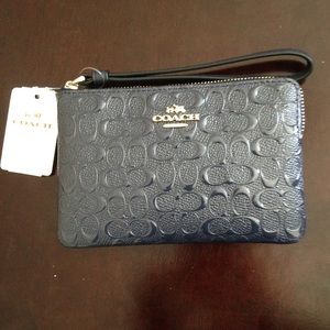 NWT Signature Navy Coach Wristlet