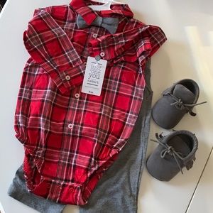 3 piece baby boys bow tie outfit