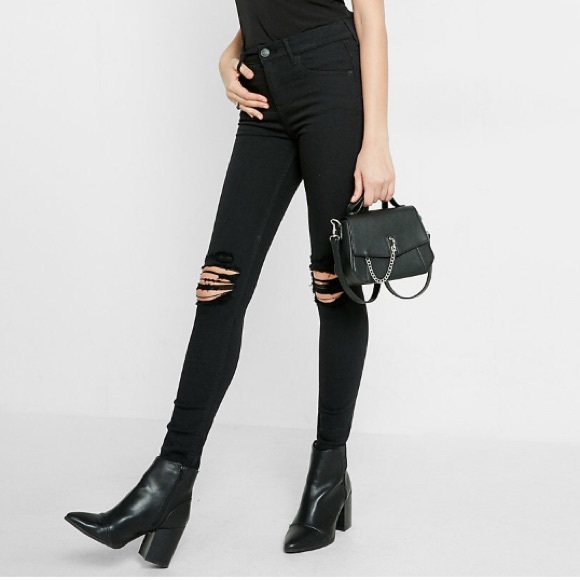 Express Denim - Express Distressed Black Jean Legging