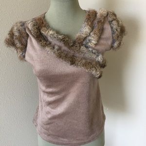 Boutique Korean Faux Fur Blouse