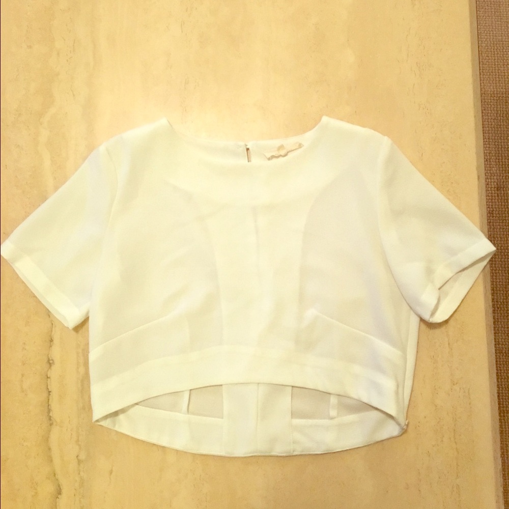 White short sleeve crop top boutique