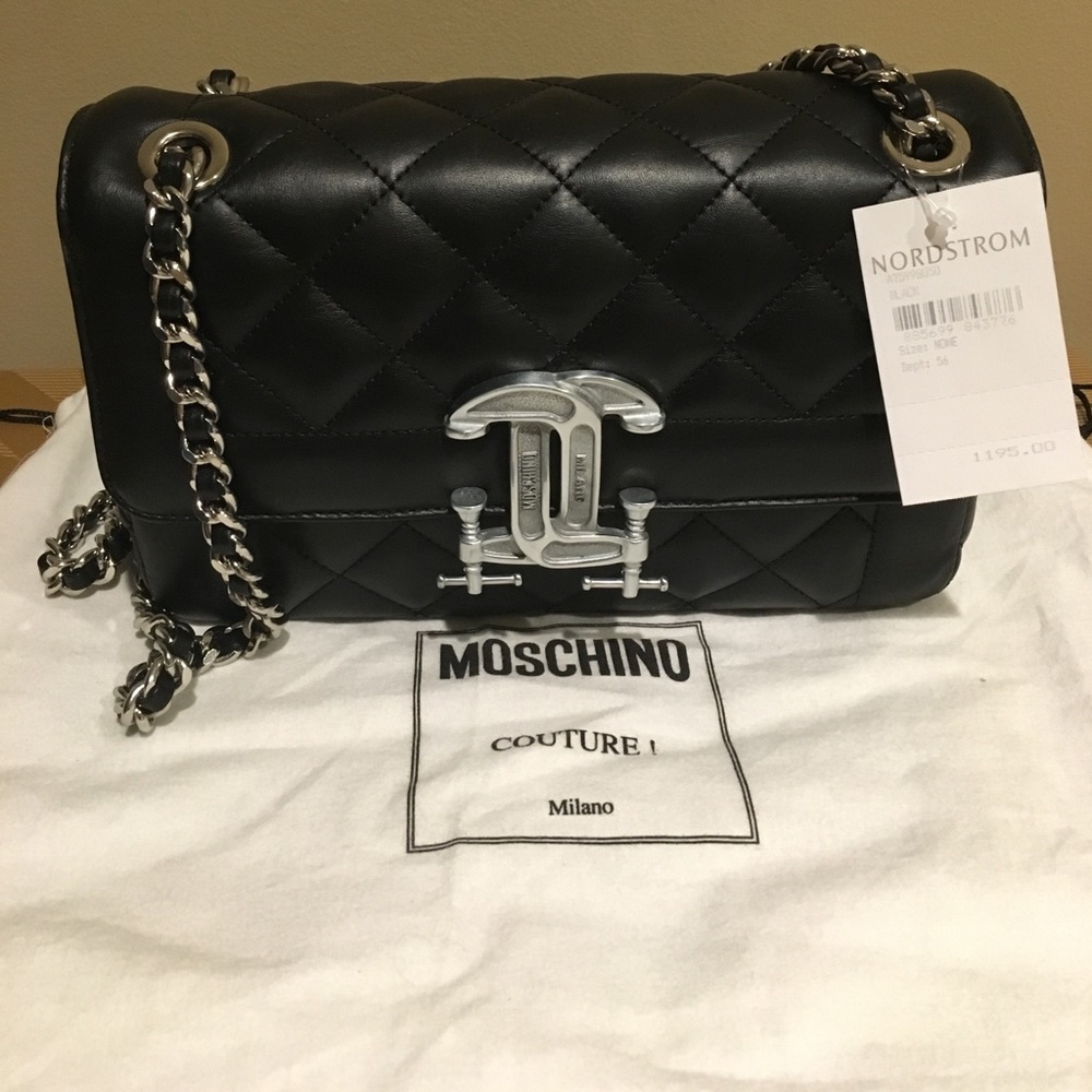 Black Quilted Leather Moschino Bag