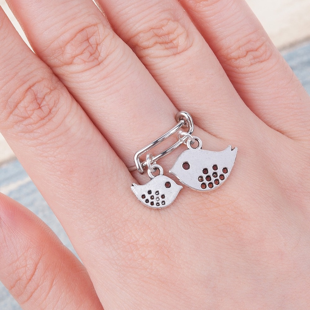 Mother & Baby Bird Ring - Adjustable