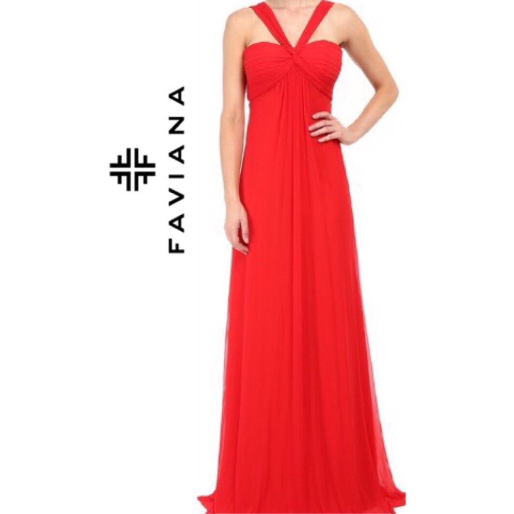PROM Faviana red halter full length dress