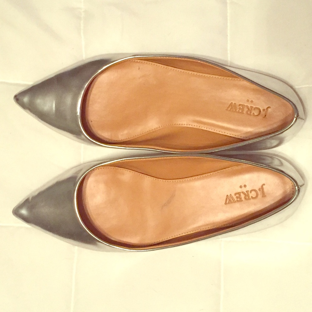 J. Crew pointy silver flats