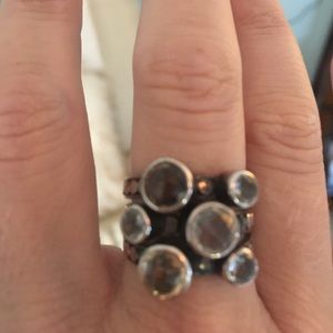 Lori Bonn quartz silver stacking ring sz 5