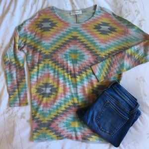 Aztec print knit top