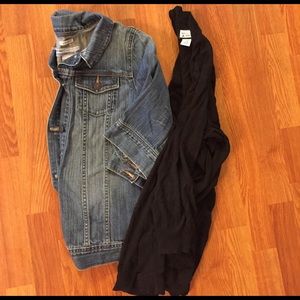 Maternity denim jacket and cardigan