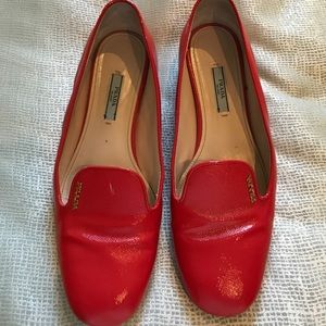 Authentic Prada Saffiano Bright Red Loafer Flats