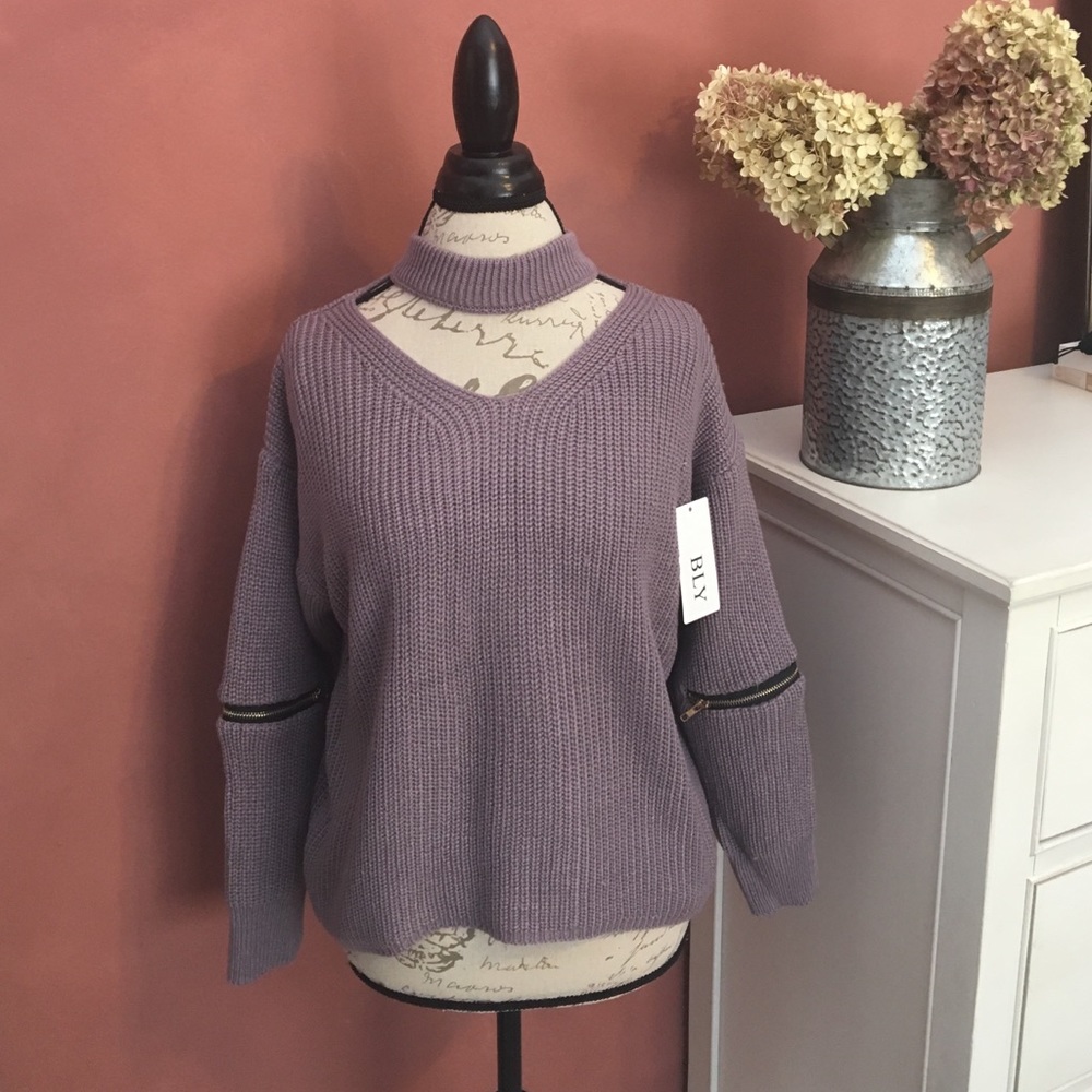 Purple Chunky Choker Sweater