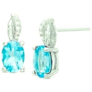 14k White gold blue topaz and diamond 💎 earrings