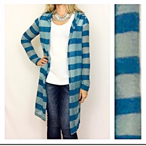 🔥SIZZLE SALE Slub Knit Sweater Striped Hood sold - Picture 2 of 3