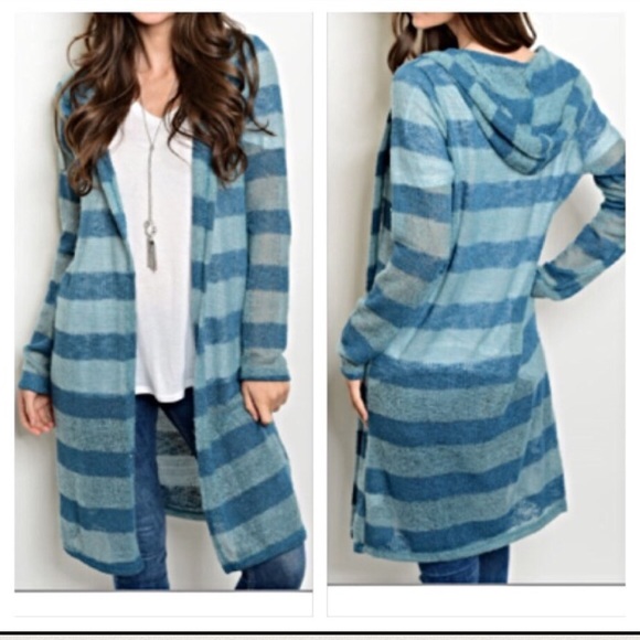 🔥SIZZLE SALE Slub Knit Sweater Striped Hood sold - Picture 3 of 3