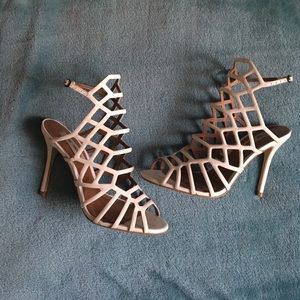 White Caged Steve Madden Heels