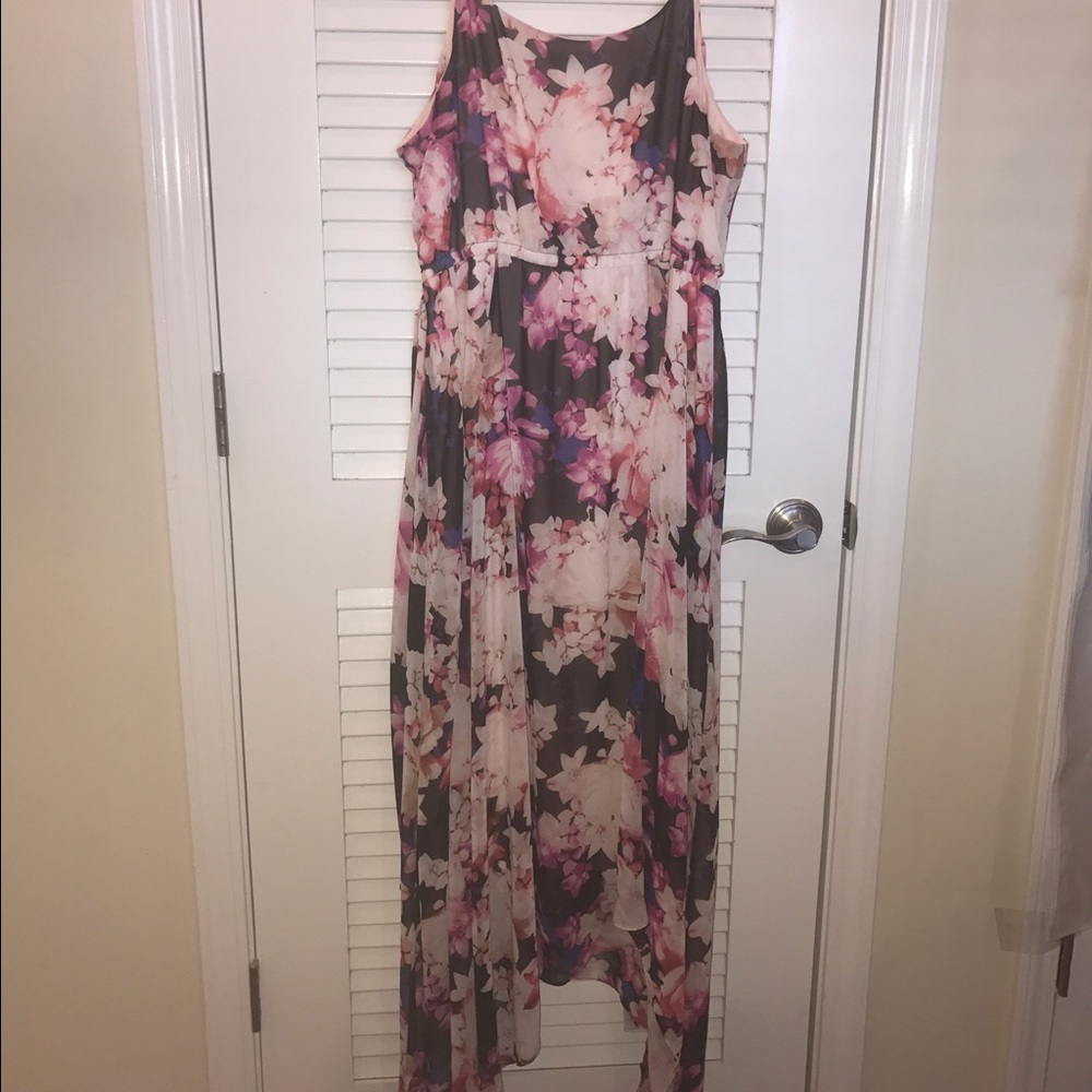 Lane Bryant Floral Maxi Dress with Asymmetric Hem
