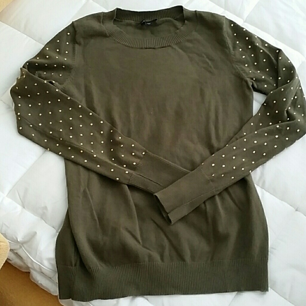 Express olive and gold light sweater Small S