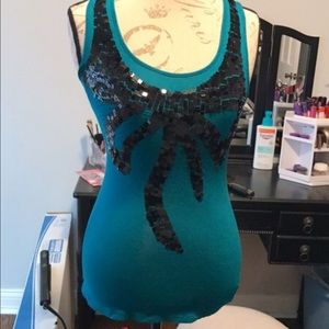 Cut top with sequins