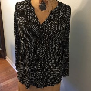 Lucky Brand Black & Beige Blouse
