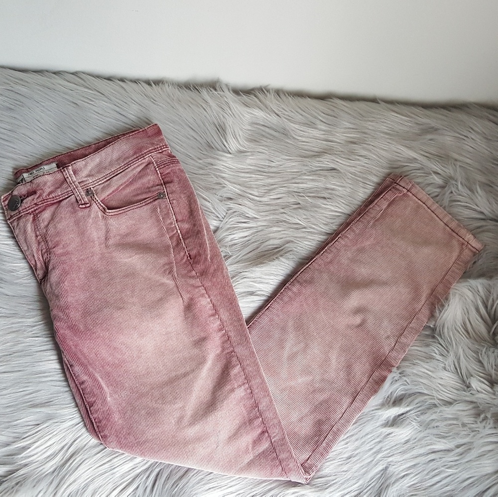 NWOT Free People Light Maroon Corduroy Skinny Jean