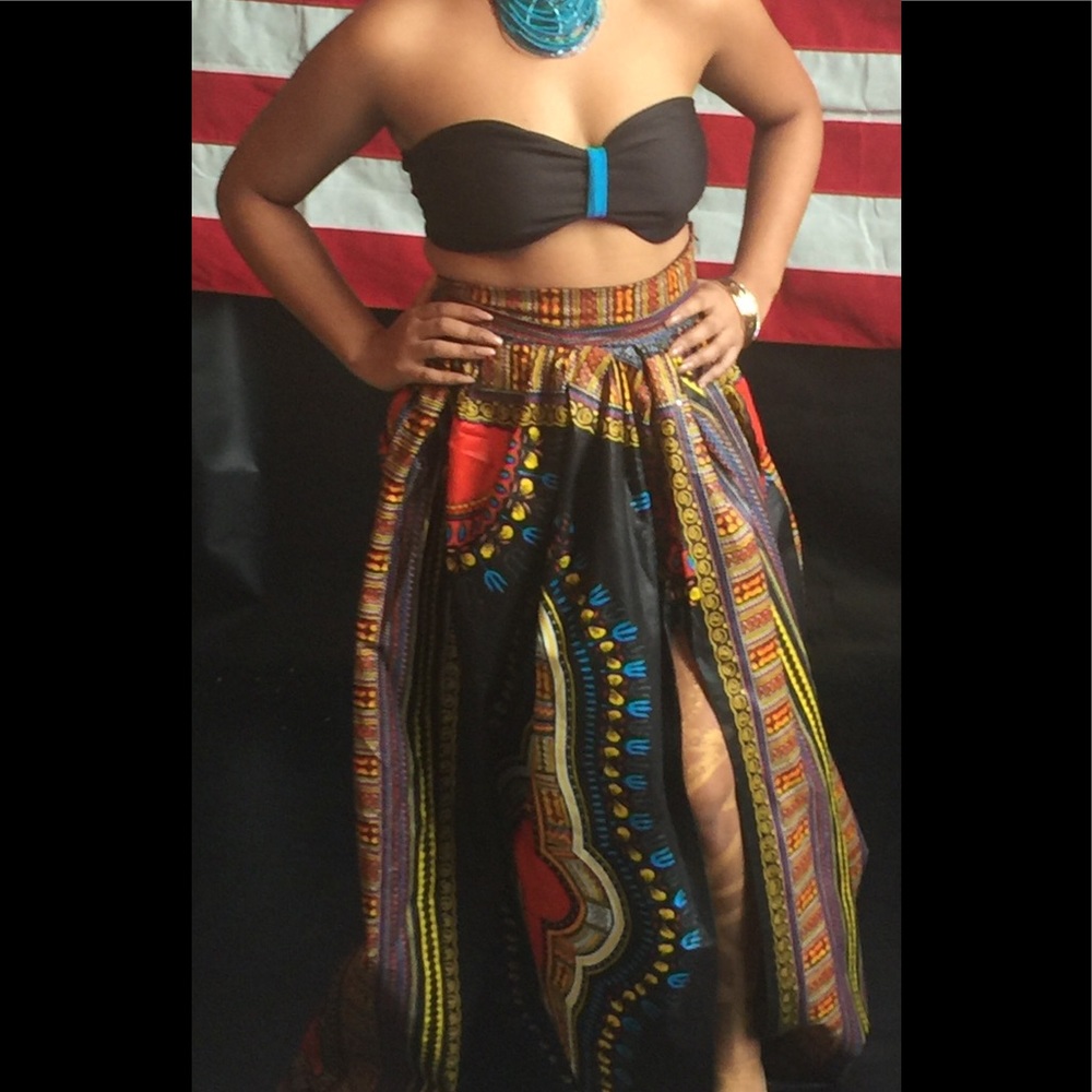🔥HANDMADE Dashiki Gathered skirt and bandeau top