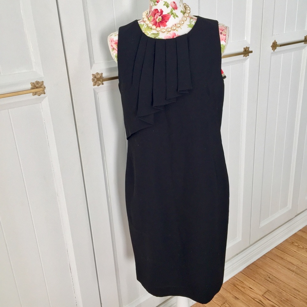 Calvin Klein Ruffle Neck Sheath