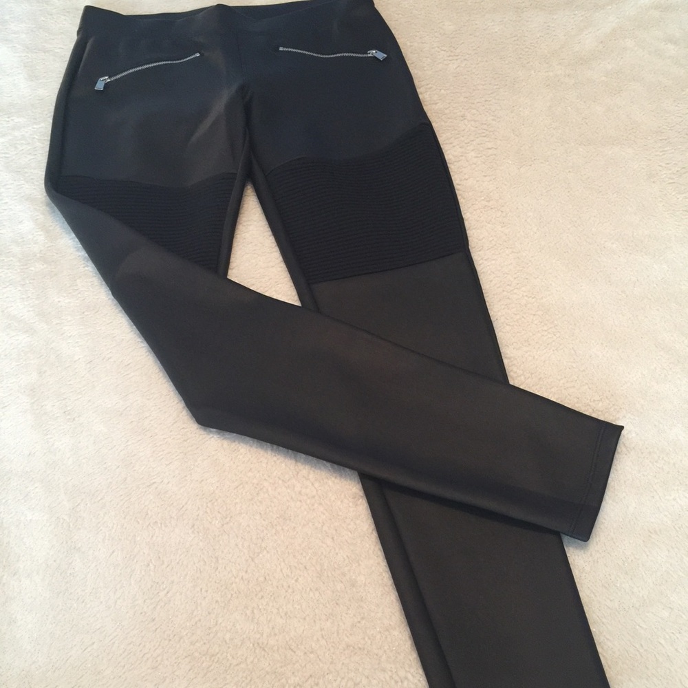 Express Faux Leather Pants with Zipper Pockets