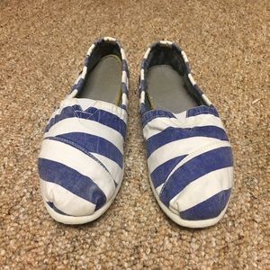 Blue and White striped TOMS
