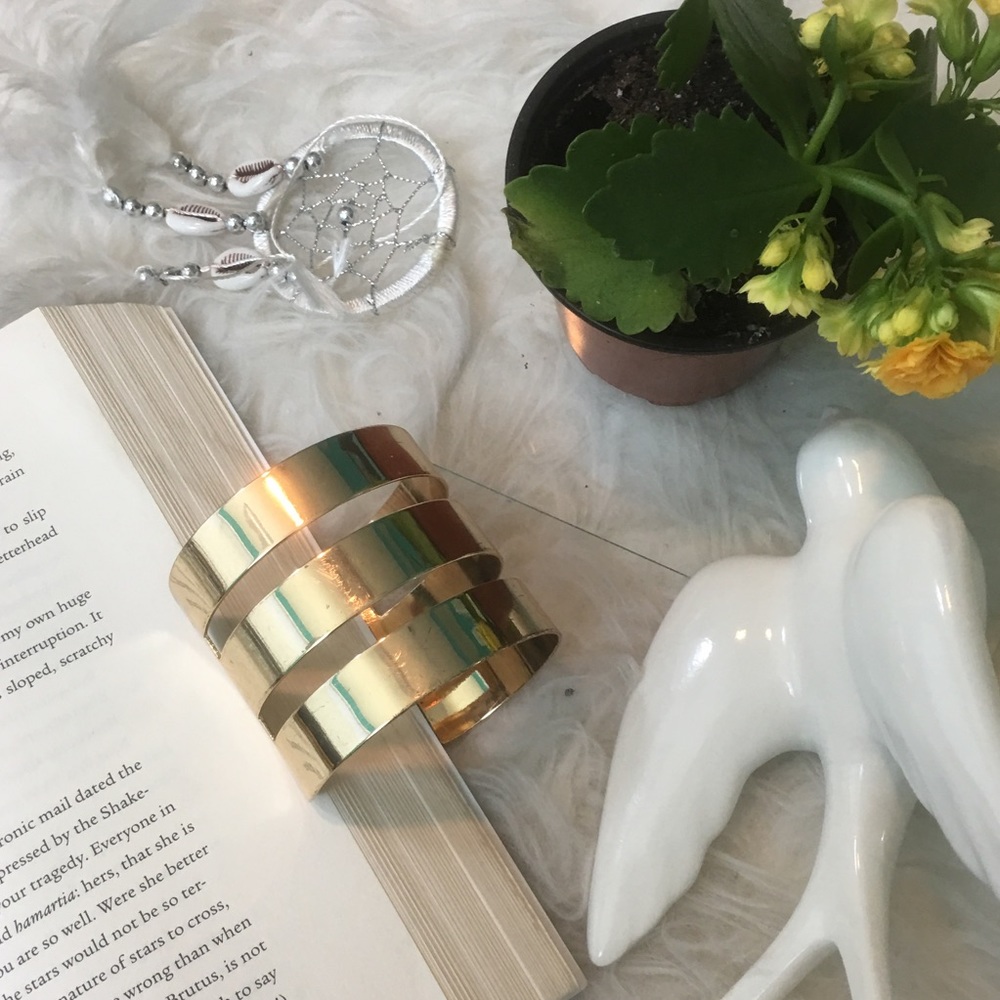 Gold 3 stripe cuff bracelet
