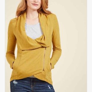 modcloth airport greeting asymmetrical cardigan M