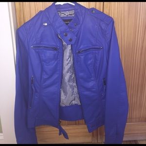 Blue leather jacket