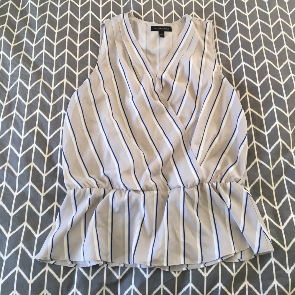Banana Republic- Gray/White and blue top.