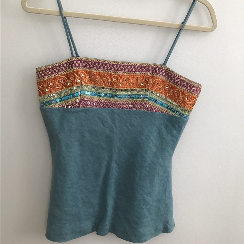 SALE! Linen embellished tank top