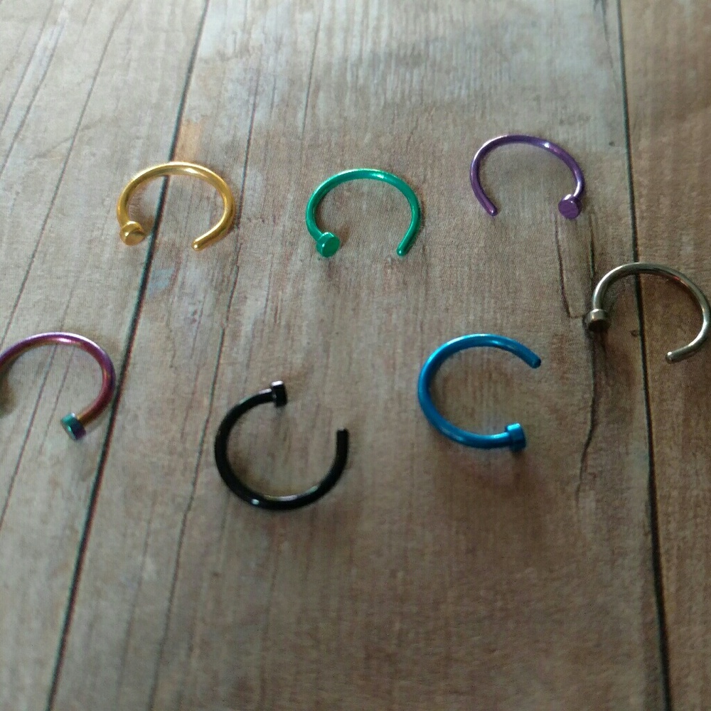 Set of 7 20G nose rings brand new
