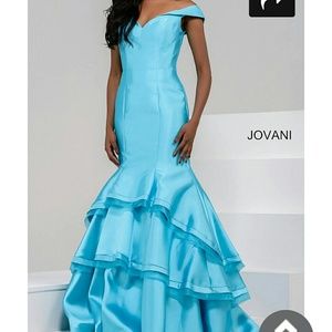 Jovani Orchid off the shoulder prom dress