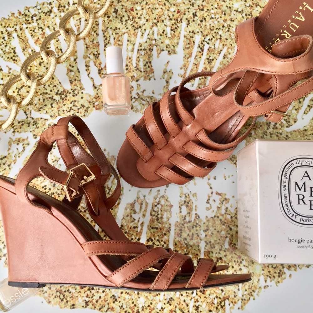 Lauren Ralph Lauren Leather Cage Wedges