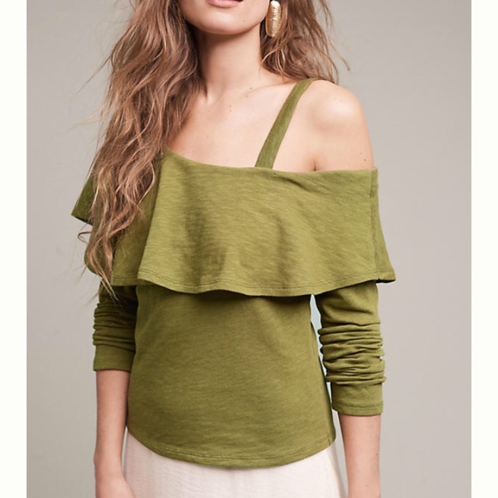 Asymmetric one shoulder ruffle top