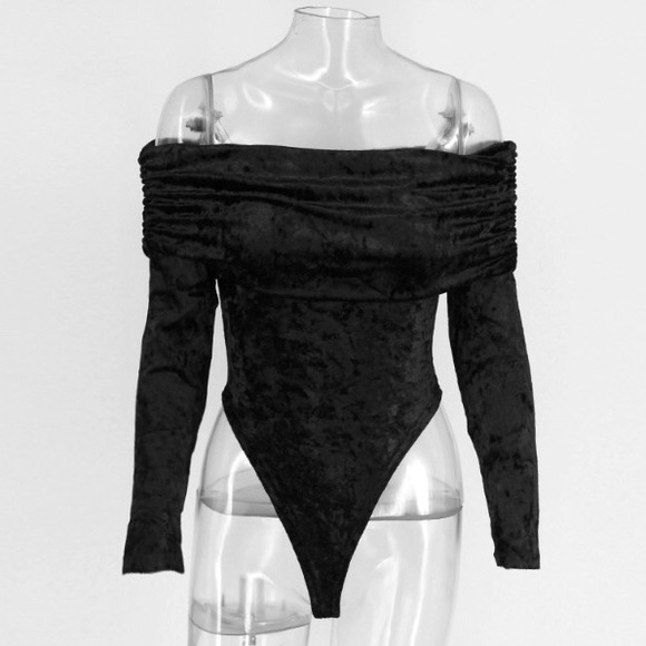 NEW! Velvet Off The Shoulder Bodysuit - Picture 2 of 3