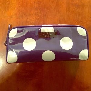 Kate Spade Makeup Pouch blue + white polkadot