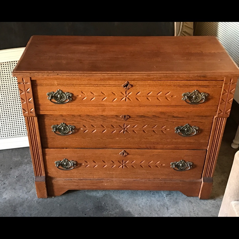 Wooden hand-made dresser in remarkable condition.