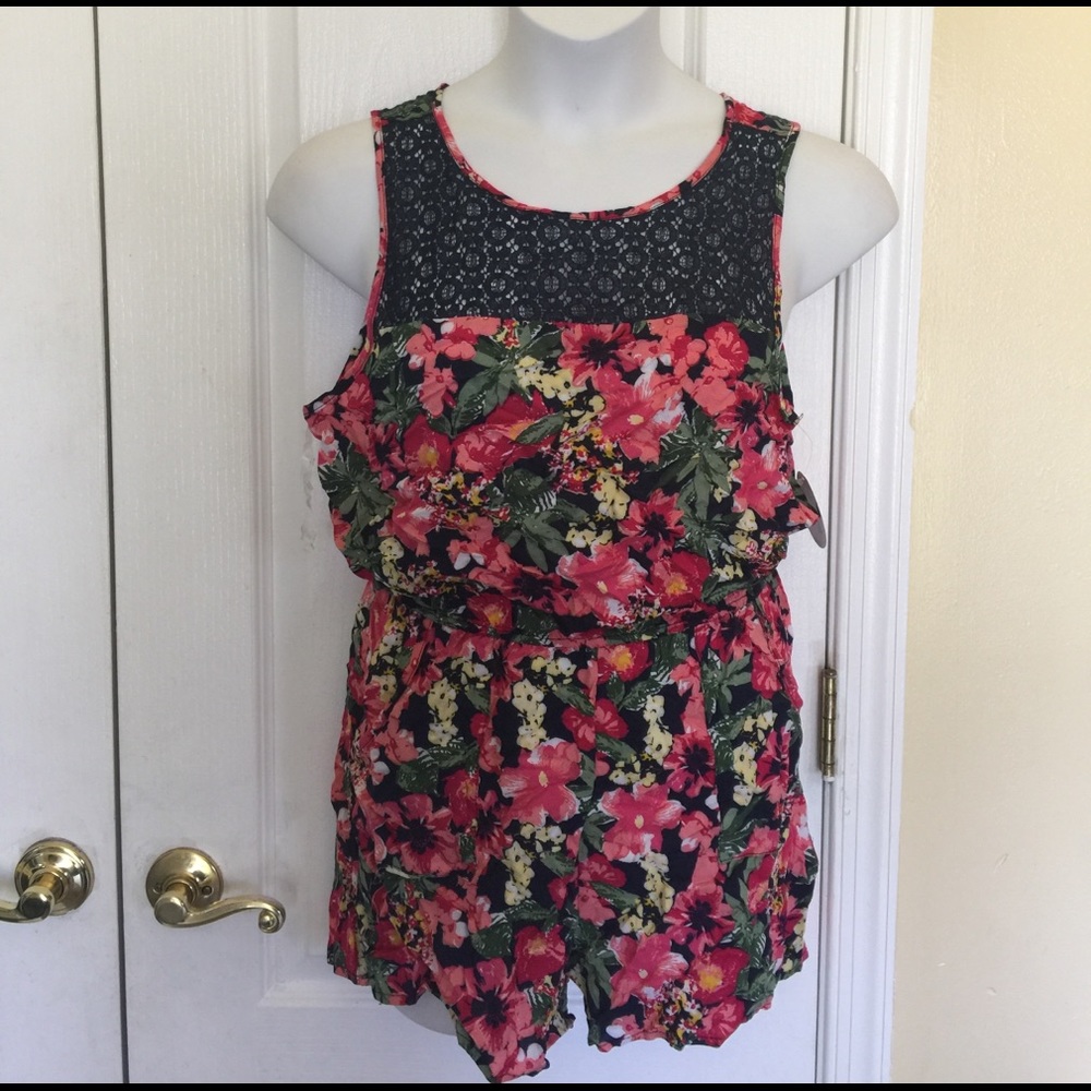 Bongo junior navy/multicolor floral print romper