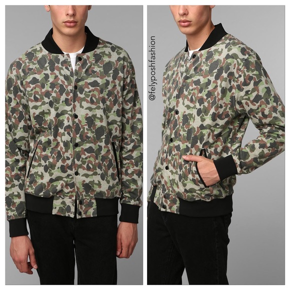 Urban Outfitters Jackets & Coats Natural Brooklyn Cloth Camo Varsity Jacket Poshmark