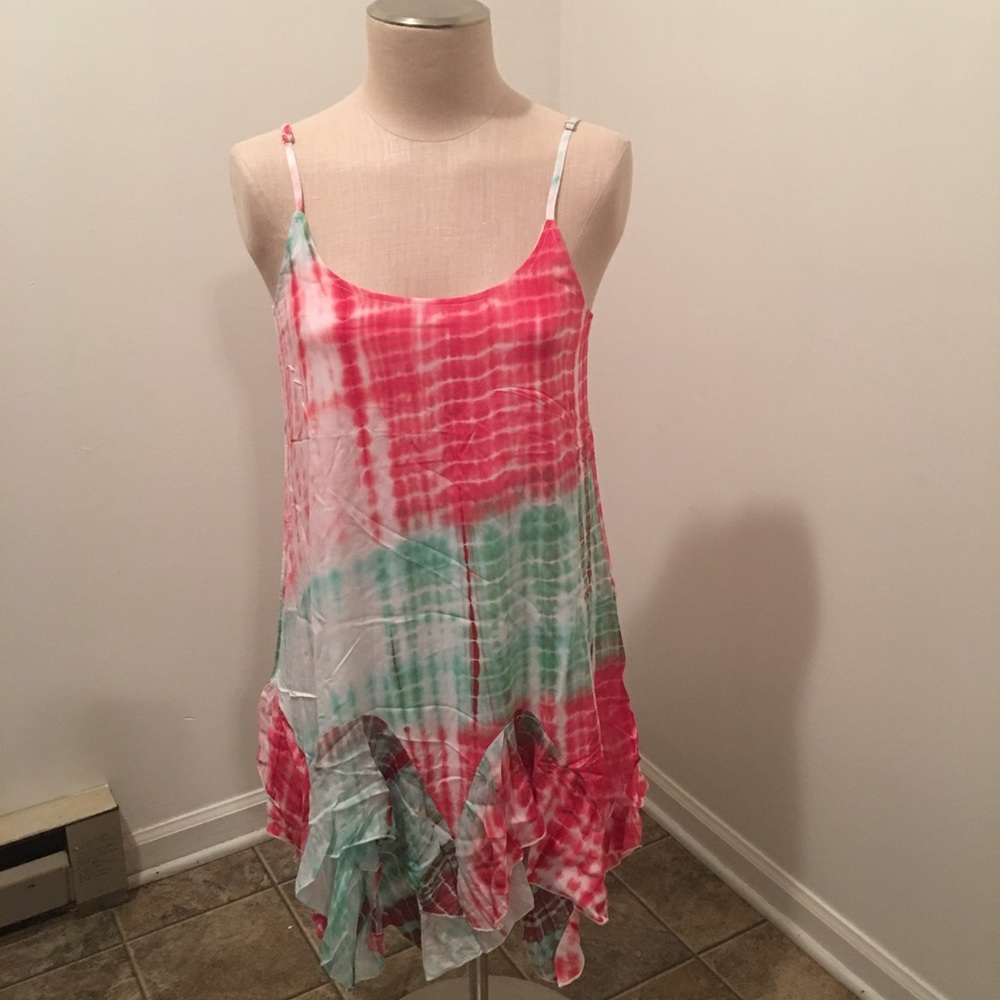 3/$18 Teal and red tie dye layered dress